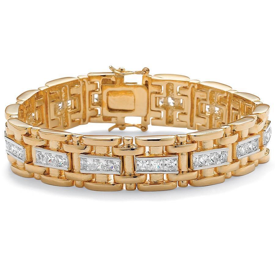 Picture of Harry Chad Enterprises 59995 14 CT Bezel Set Princess Cut Diamonds Bracelet&#44; 14K Two Tone Gold