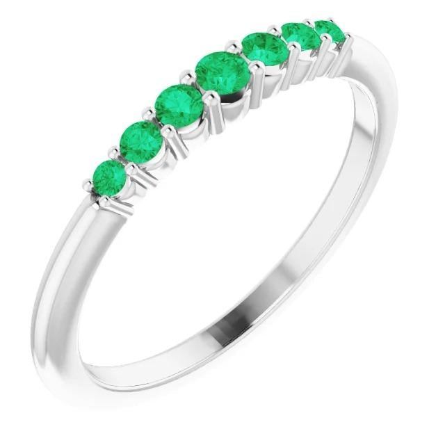 60006 1 CT Round Columbian Green Emeralds Womens Wedding Band, Size 6.5 -  Harry Chad Enterprises