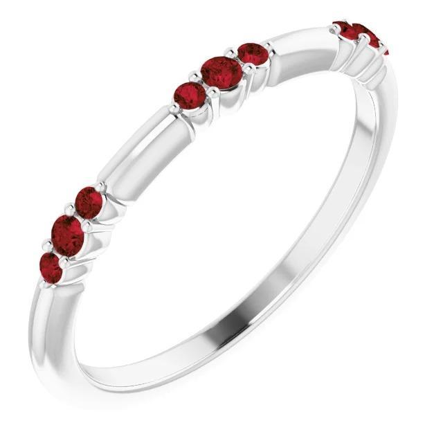 0.60 CT Ruby Womens Wedding Band, 14K White Gold - Size 6.5