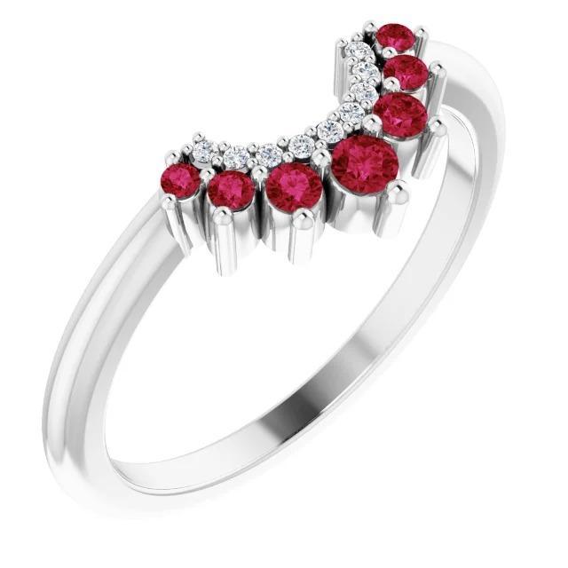 60021 1 CT Diamond & Ruby Womens Wedding Band, Size 6.5