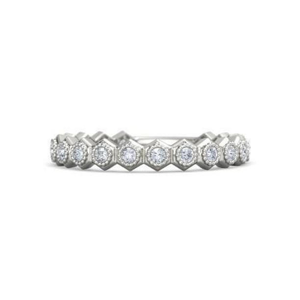 60035 1.90 CT Hexagon Milgrain Diamond Wedding Anniversary Band, Size 6.5