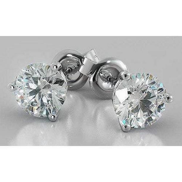 60036 1.50 CT Diamond Solitaire Stud Earrings, 14K White Gold