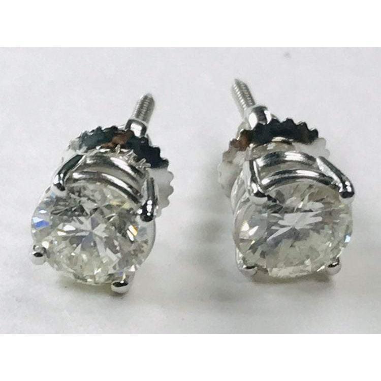 60048 1.80 CT Diamond Stud Earrings, 14K White Gold