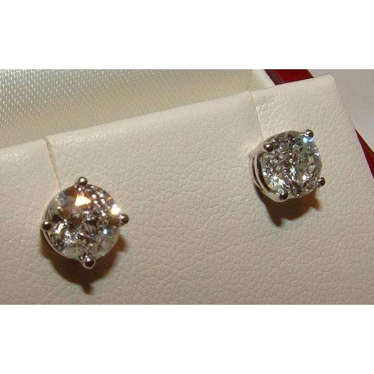 60053 1.80 CT Diamond Stud Earrings, 14K White Gold
