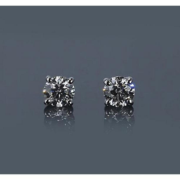 60055 1 CT Prong Round Diamond Stud Earring, 14K White Gold