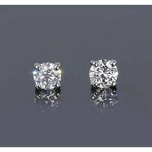 60056 Round 1.50 CT Prong Style Diamond Stud Earring, 14K White Gold