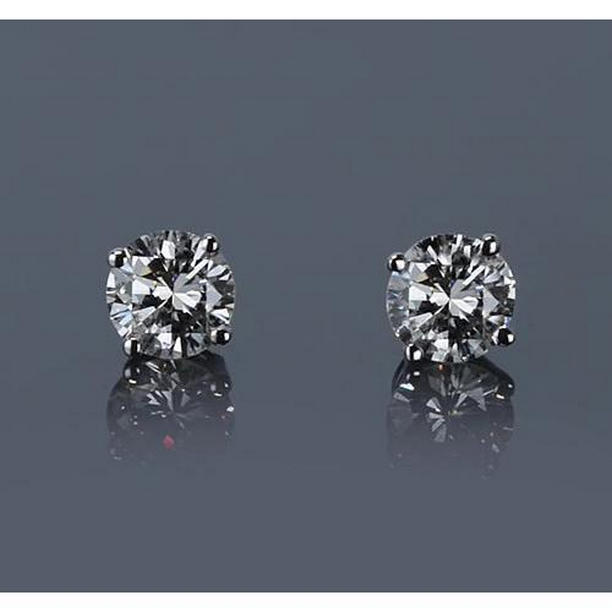 60059 Basket Setting 1.20 CT Round Diamond Stud Earring, 14K White Gold