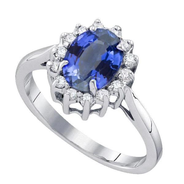 Picture of Harry Chad Enterprises 60852 Ceylon Blue 4.70 CT Diamond Sapphire Ring&#44; 14K White Gold - Size 6.5