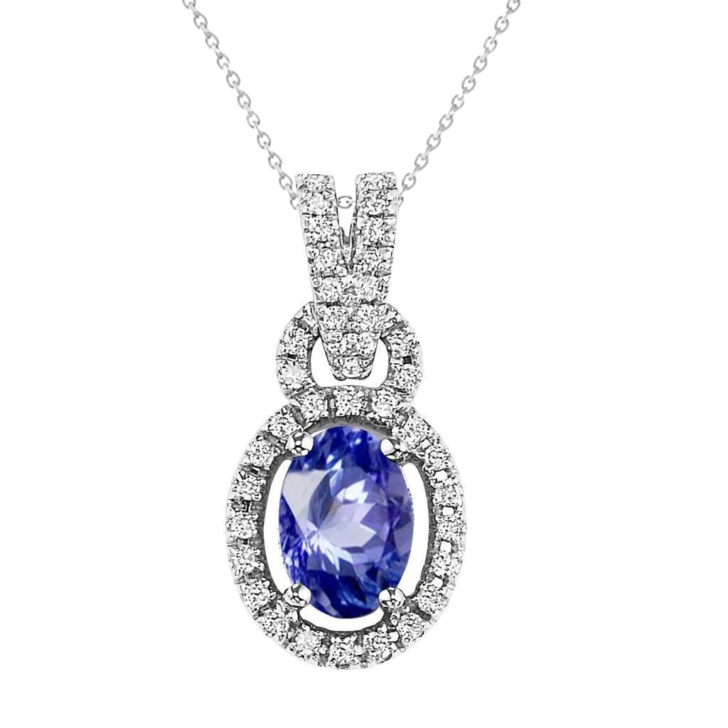 Picture of Harry Chad Enterprises 60857 7.01 CT Sri Lankan Sapphire & Diamonds Necklace Pendant&#44; Gold