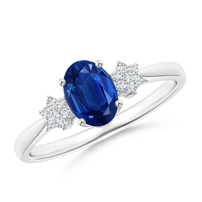 60892 Prong Set Ceylon Blue Sapphire Diamonds 3.20 CT Wedding Ring, Gold - Size 6.5