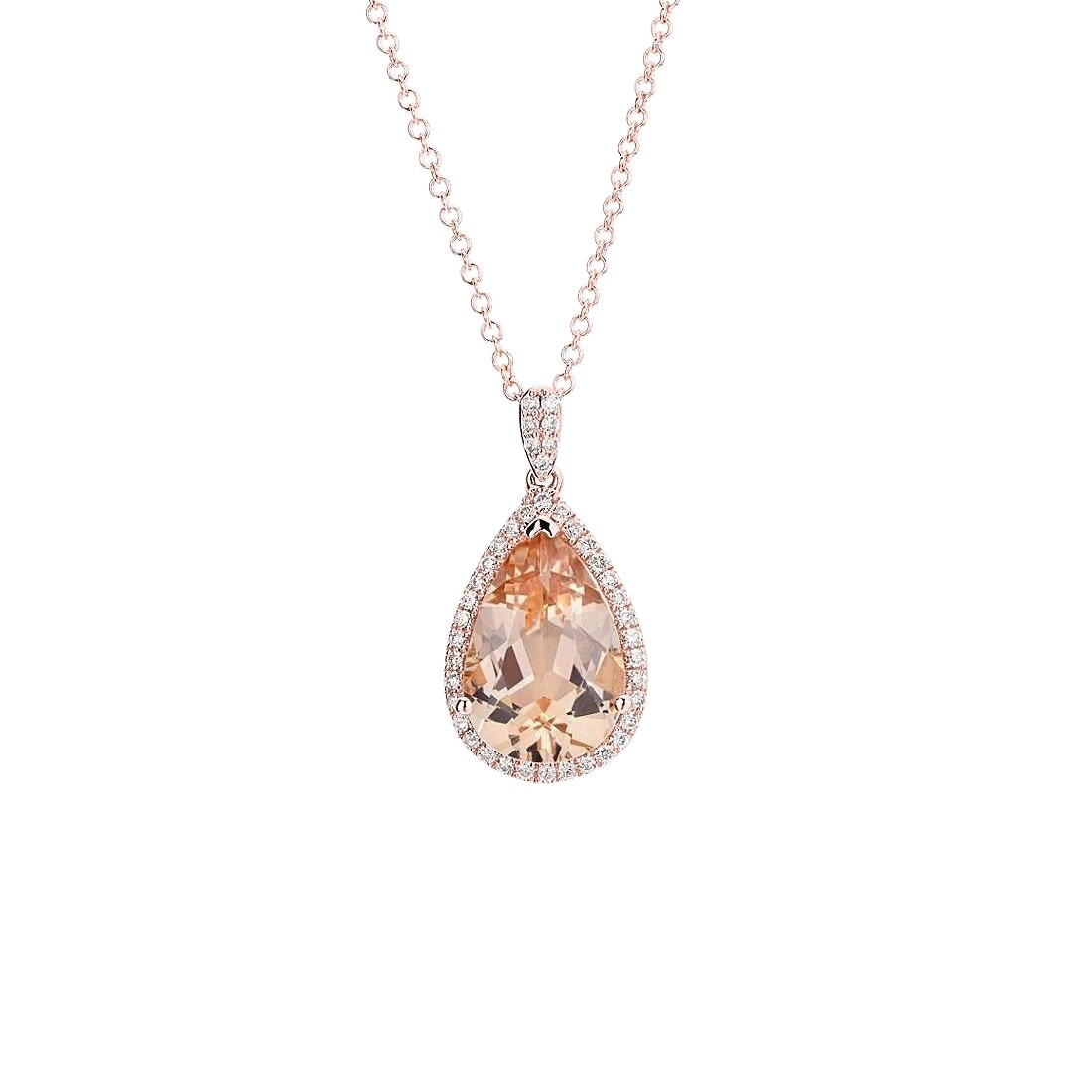 Picture of Harry Chad Enterprises 61582 10.25 CT Morganite & Diamonds Pendant with Chain&#44; 14K Rose Gold