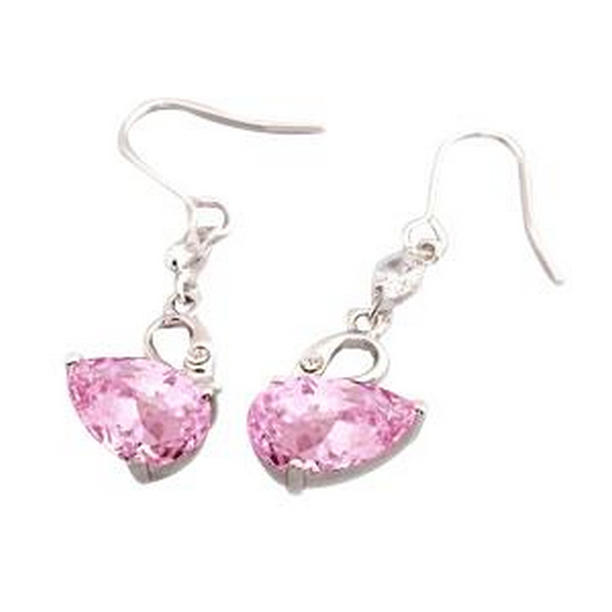 Pink Kunzite & Diamond 16.50 CT Dangle Earrings, 14K White Gold