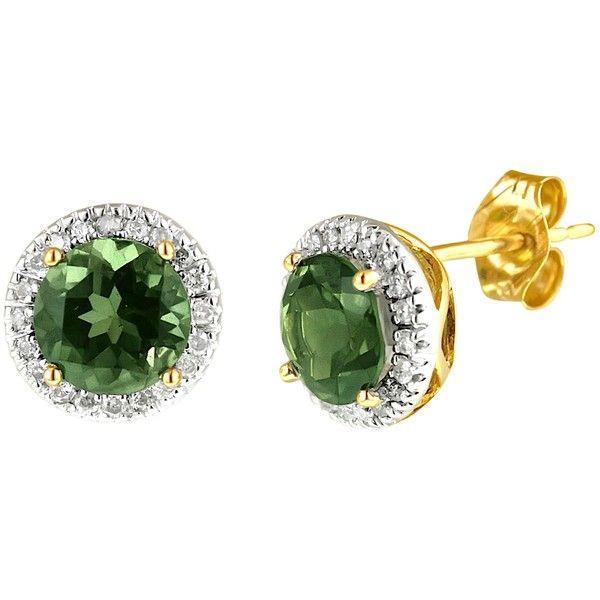Round Cut 9.92 CT Tourmaline & Diamonds Stud Earrings
