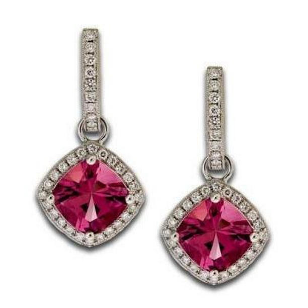 Pink Tourmaline with Diamonds 9.50 CT Dangle Earrings