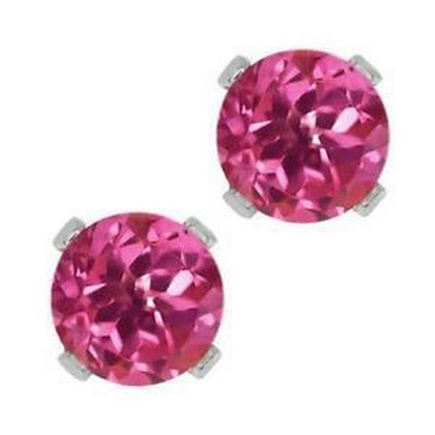 16 CT Tourmaline & Diamonds Stud Earrings, 14K White Gold