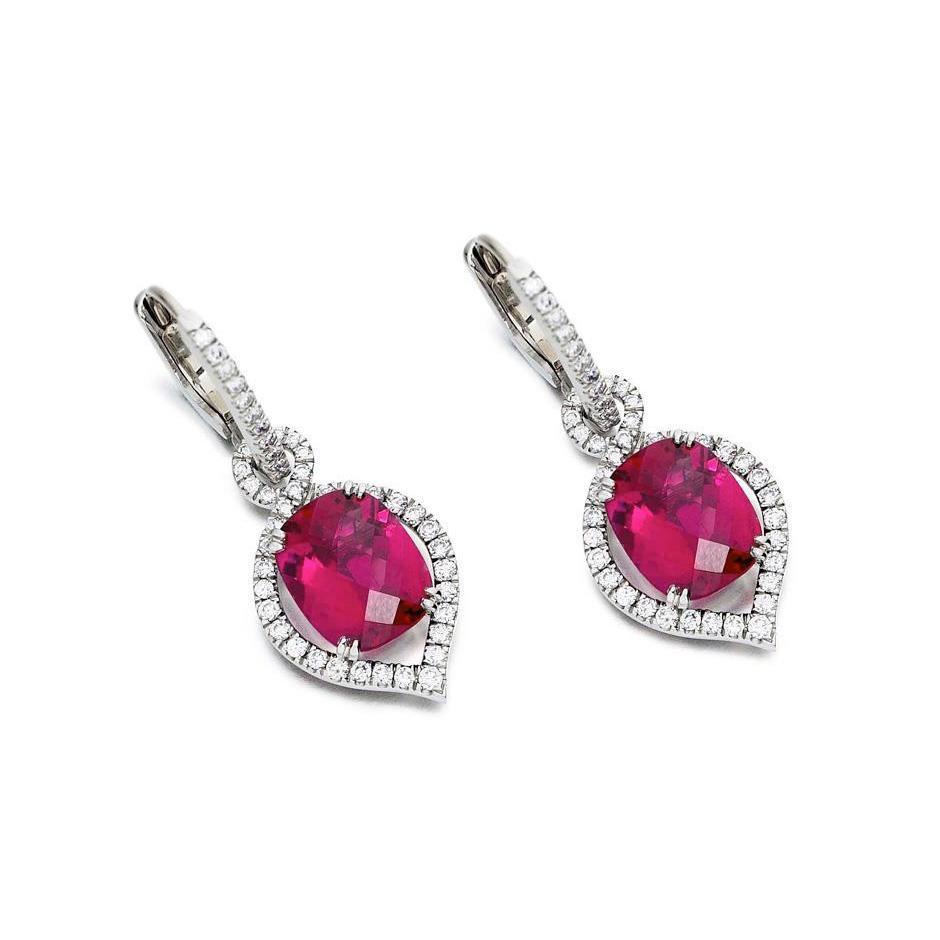 Womens 13.50 CT Tourmaline with Diamonds Dangle Earrings