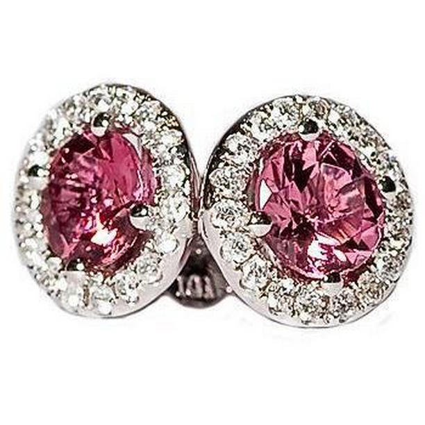 10.50 CT Tourmaline with Diamonds Stud Earrings, 14K White Gold