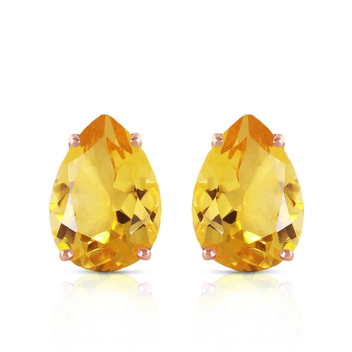 Prong Set Pear Cut 41 CT Citrine Stud Earrings44 14K Yellow Gold