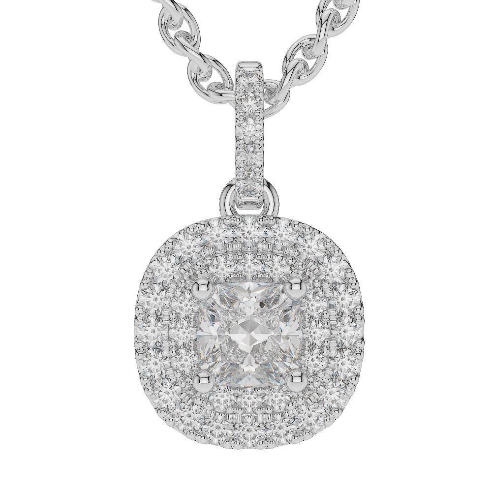62258 2.70 CT Sparkling Diamonds Pendant Necklace, 14K White Gold