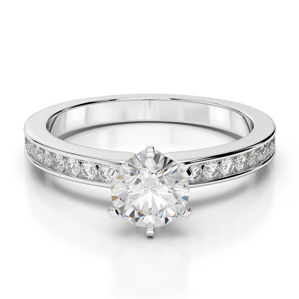 62265 2.25 CT Sparkling Round Diamond Engagement Ring, 14K White Gold - Size 6.5