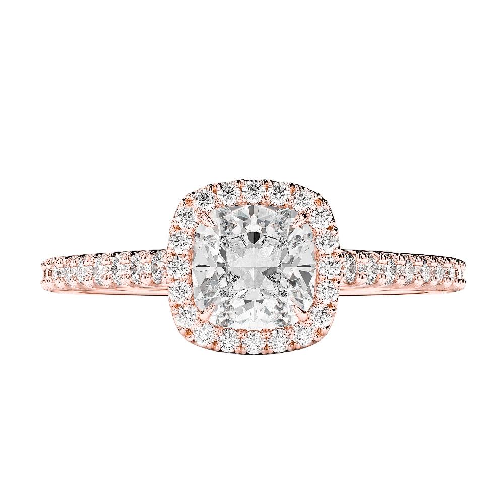 62268 2.30 CT Diamonds Wedding Halo Ring, 14K Rose Gold - Size 6.5