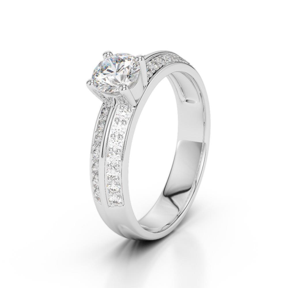 62272 Sparkling 2.10 CT Diamonds Wedding Ring Prong Set, 14K White Gold - Size 6.5