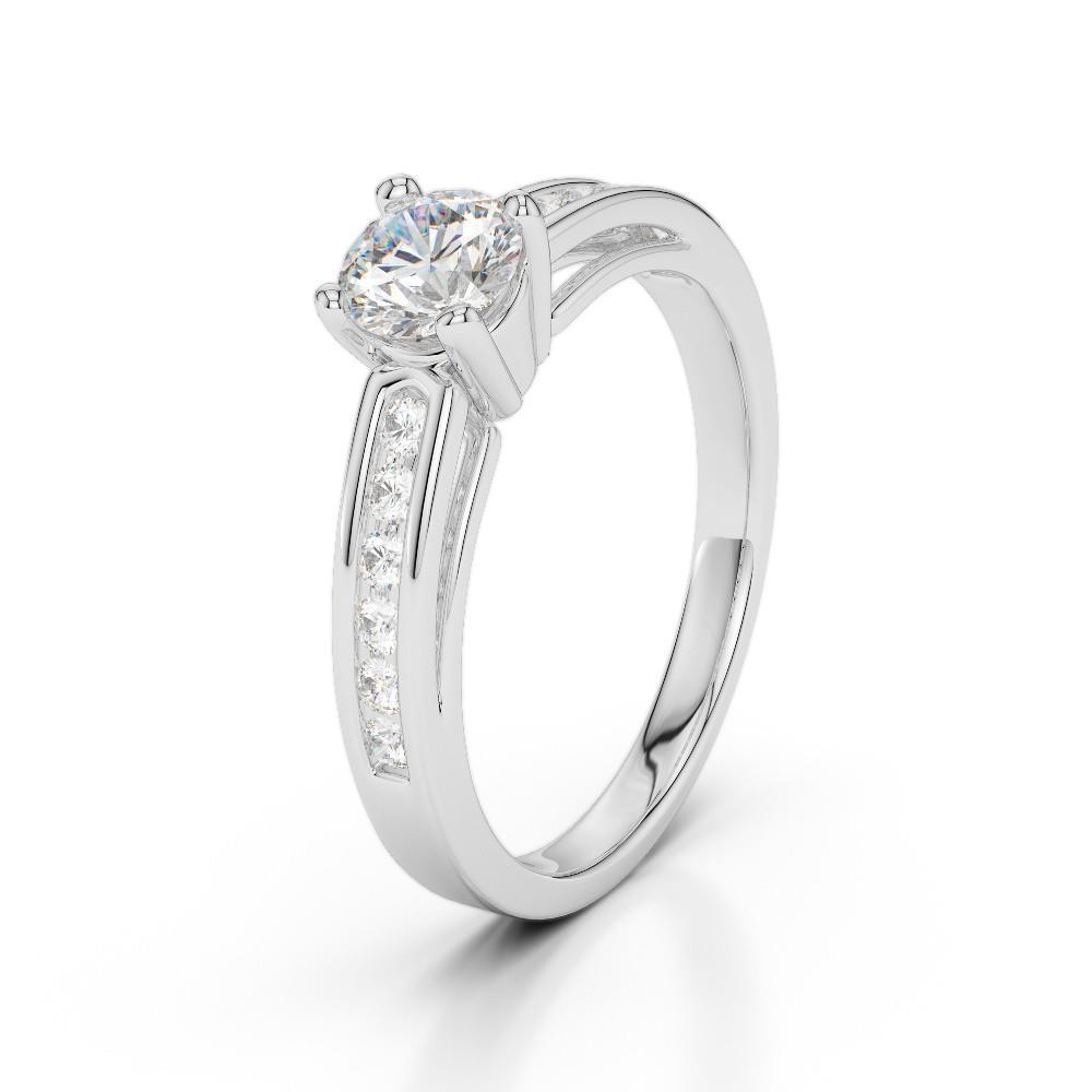 62275 1.50 CT Round Cut Diamonds Engagement Ring, 14K White Gold - Size 6.5