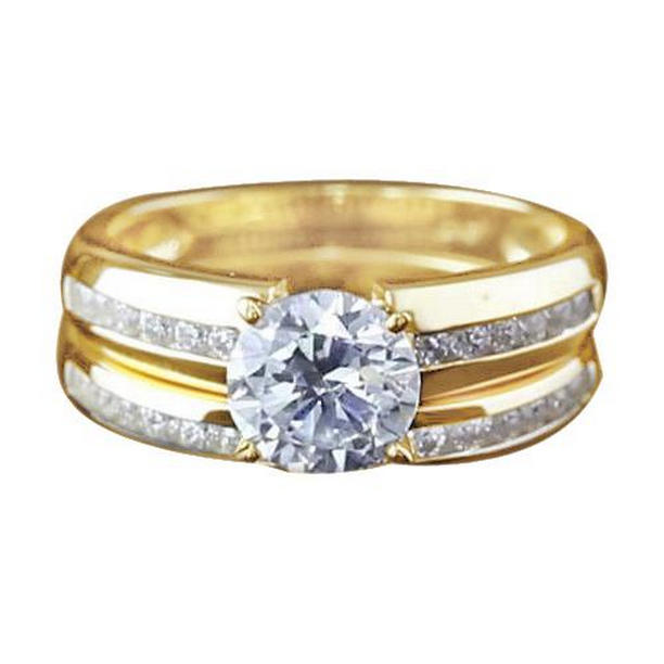 62900 3 CT Round Diamond Engagement Ring Set, 14K Yellow Gold - Size 6.5