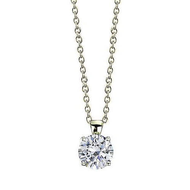 Picture of Harry Chad Enterprises 62915 1 CT Round Four Prong Setting Yellow Gold Diamond Pendant