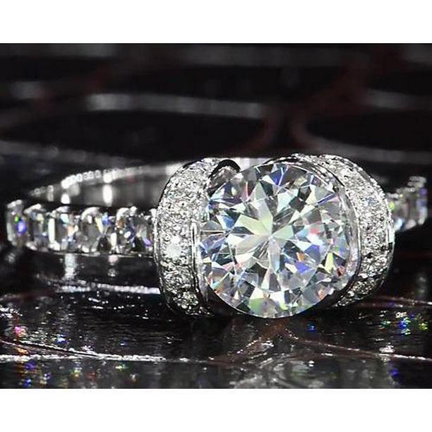 62924 3.50 CT Diamond Engagement Ring, 14K White Gold - Size 6.5