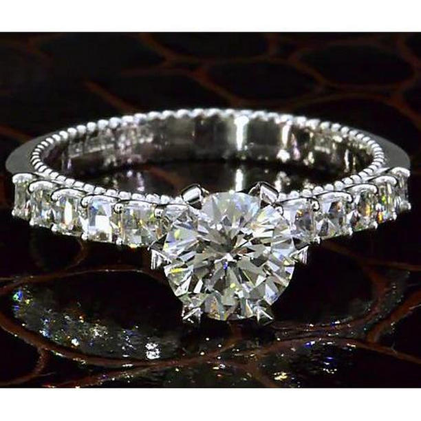 62926 Diamond 2.50 CT Vintage Style Engagement Ring, White Gold - Size 6.5