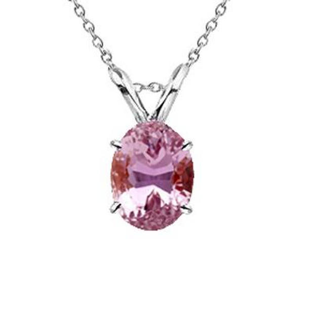 62943 13 CT Solitaire Pink Kunzite Gemstone Pendant, 14K White Gold
