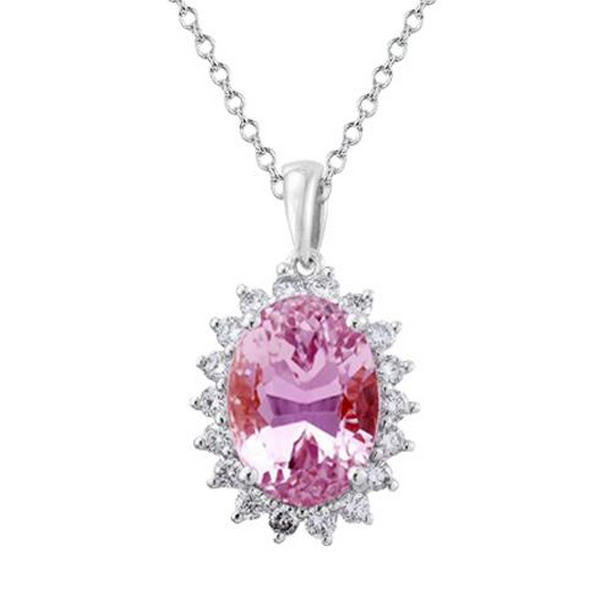 Picture of Harry Chad Enterprises 62944 Ladies Pink Oval Kunzite with Diamond 20 CT Necklace Pendant