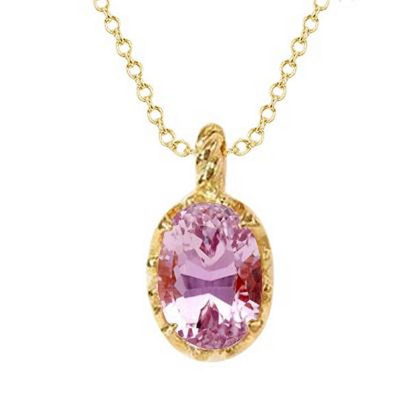 Picture of Harry Chad Enterprises 62946 25 CT Solitaire Pink Kunzite Pendant Necklace&#44; 14K Yellow Gold