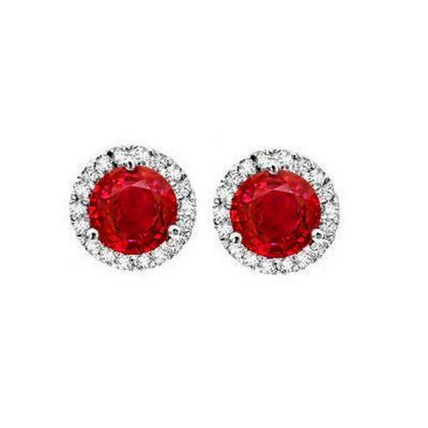 62960 4.50 CT Round Cut Red Ruby Halo Diamond Stud Earring, White Gold -  Harry Chad Enterprises
