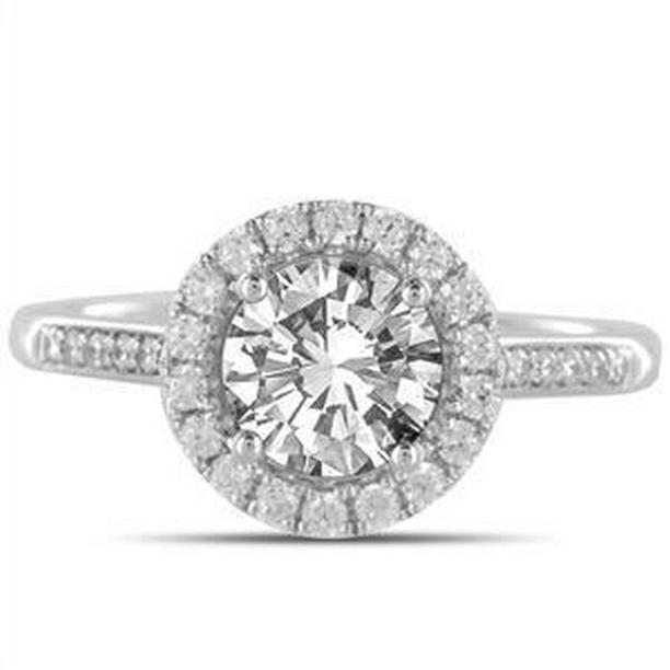63758 2 CT Round Halo Diamond Ring, 14K White Gold - Size 6.5
