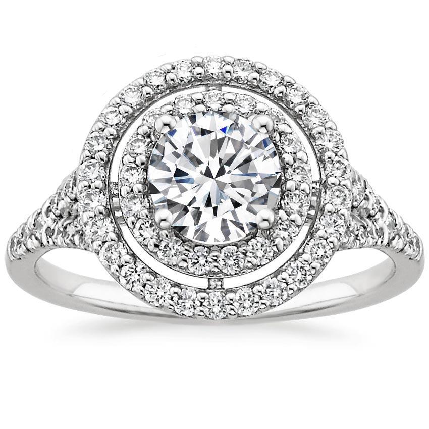 63759 2 CT Round Double Halo Diamond Wedding Ring, Size 6.5