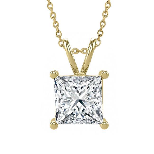 Picture of Harry Chad Enterprises 63762 Solitaire Diamond Pendant 3.00 CT Necklace&#44; 14K Yellow Gold