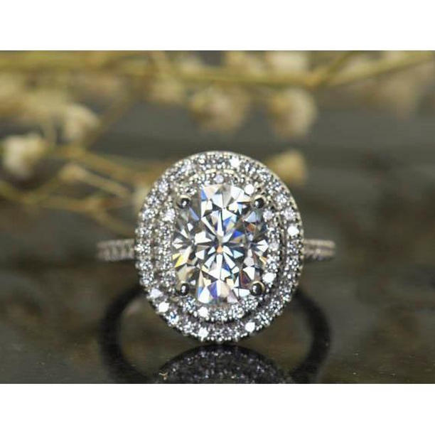 Picture of Harry Chad Enterprises 63764 2.25 CT Oval Double Halo Diamond Engagement Ring, Size 6.5