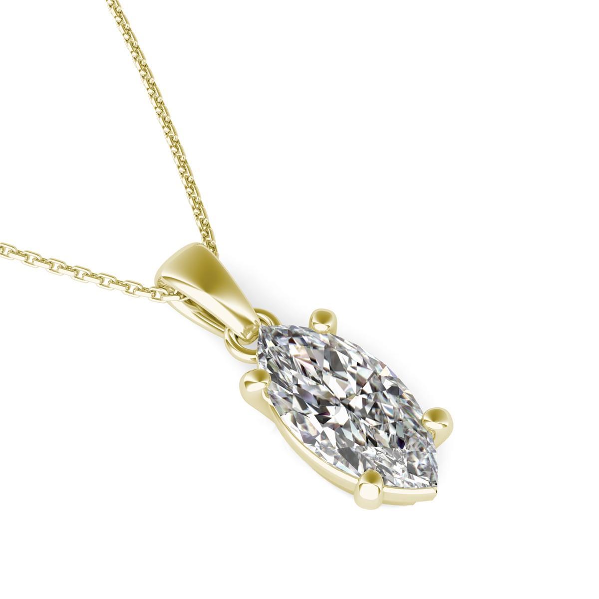 Picture of Harry Chad Enterprises 64363 2.50 CT Marquise Diamond Pendant Necklace&#44; 14K Yellow Gold
