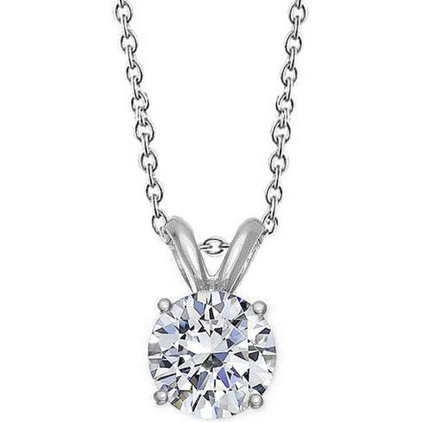 64373 1.20 CT Round Diamond Necklace Pendant, 14K White Gold