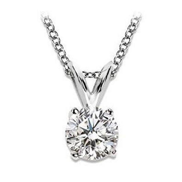 1.5 CT Round Diamond Solitaire White Gold Womens Pendant