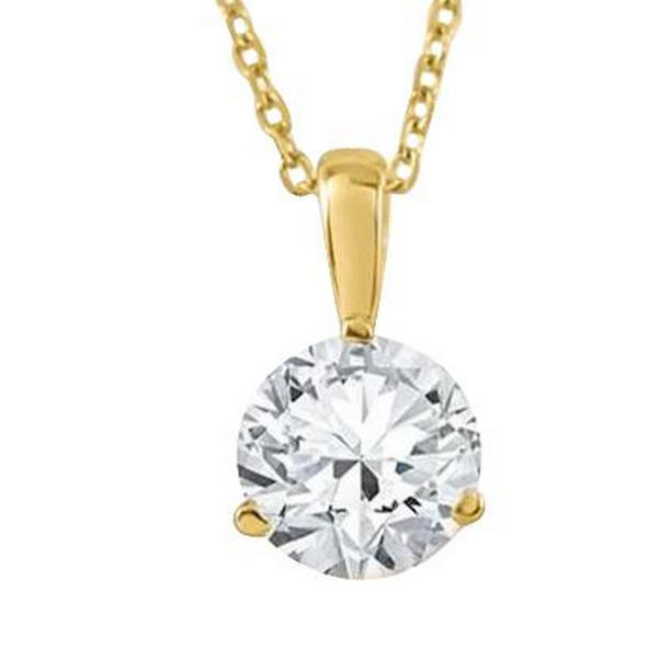 Picture of Harry Chad Enterprises 64381 3 CT Solitaire Big Round Diamond Pendant Necklace&#44; 14K Yellow Gold