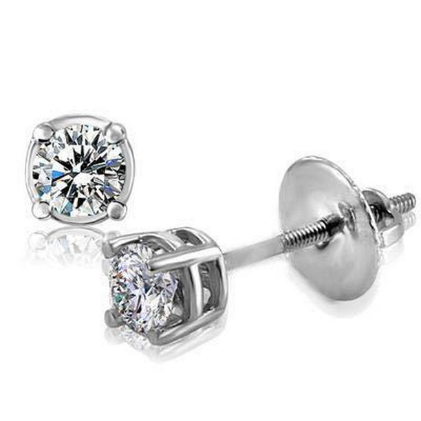 64389 Prong Set Sparkling 1.80 CT Diamonds Stud Earrings, 14K White Gold