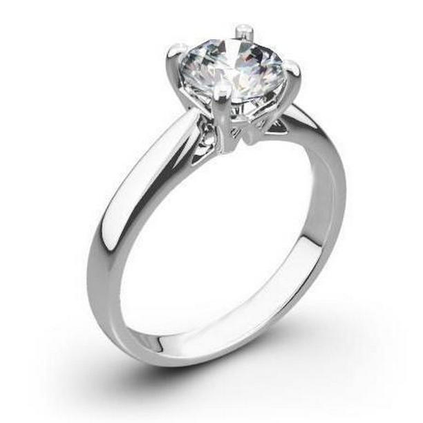 65062 Solitaire Round Cut 1.50 CT Diamond Wedding Ring, 14K White Gold - Size 6.5