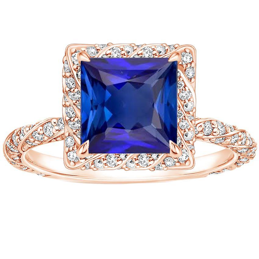 Picture of Harry Chad Enterprises 65875 6.50 CT Ladies Diamond Princess Blue Sapphire Ring with Accents&#44; Size 6.5