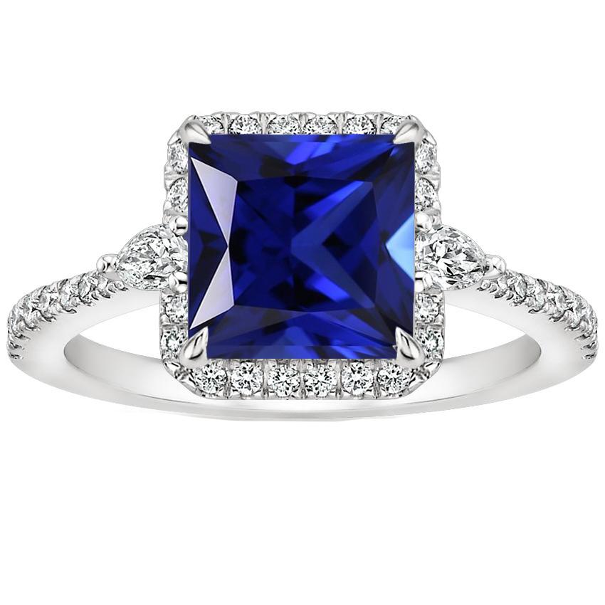 Picture of Harry Chad Enterprises 65884 Halo Blue 6 CT Princess Cut with Diamond Accents Sapphire Ring&#44; Size 6.5