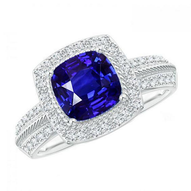 Picture of Harry Chad Enterprises 65886 3.25 CT Diamond Gold Jewelry Vintage Style Blue Sapphire Ring&#44; Size 6.5