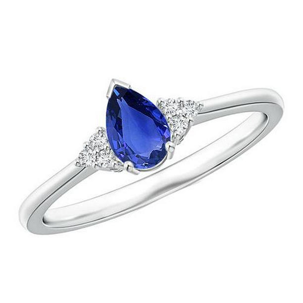 Picture of Harry Chad Enterprises 65889 3.25 CT Womens Round Pear Ceylon Sapphire with Accents Diamond Ring&#44; Size 6.5