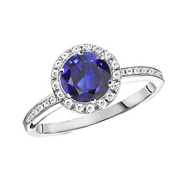 65901 2.50 CT Womens Diamond Ceylon Sapphire Gemstone Accented Halo Ring, Size 6.5